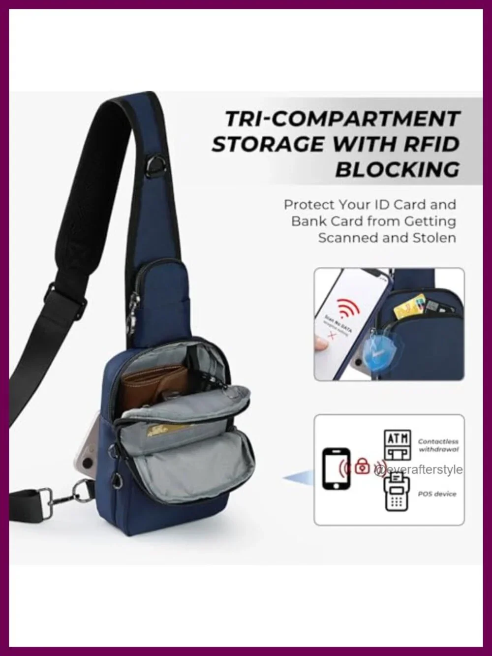 Anti-Theft Crossbody Sling Bag RFID Blocking Nylon Water-Resistant Travel